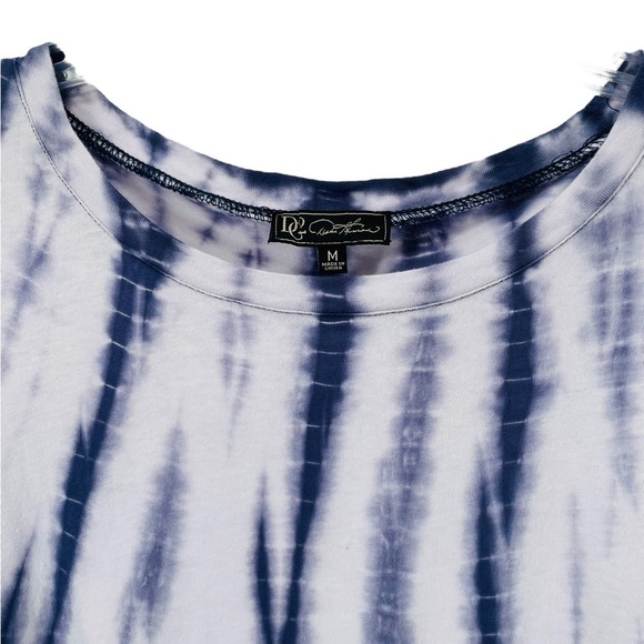 DG2 Diane Gilman Navy & White DG Downtime Tulip Sleeve Cinch Tee - Sz M - Picture 4 of 14